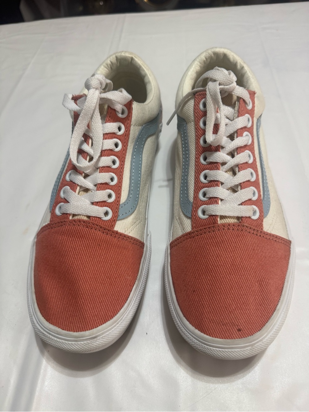 Vans Low-Top Athletic Sneakers in Rust, Light Blue & Cream